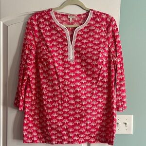 Talbots Light Red and White Patterned Tunic